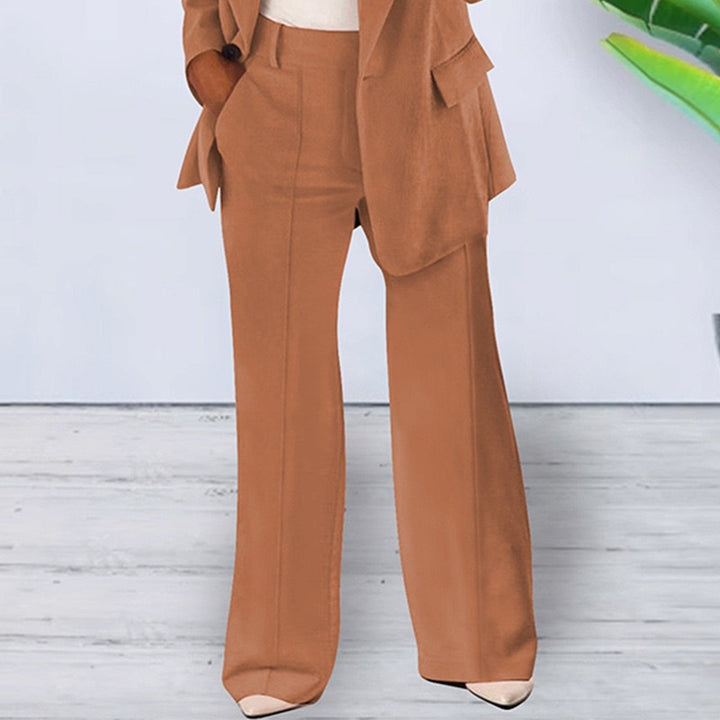 Women’s office-appropriate pantsuit set with wide trousers and tailored blazer Mune Fashion