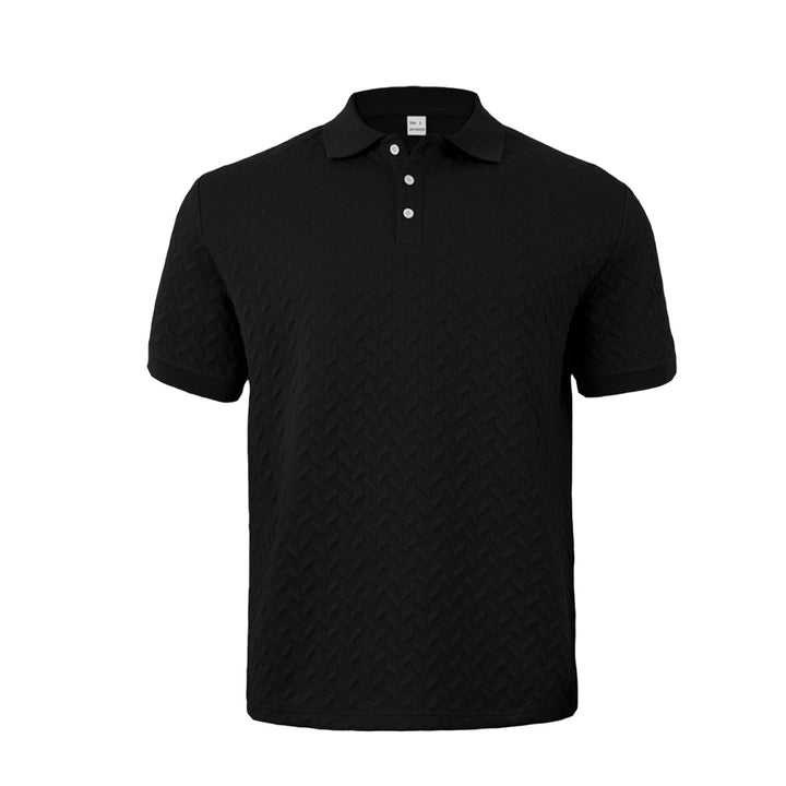 Men's finely woven polo shirt with chevron relief structure and short button placket Mune Fashion