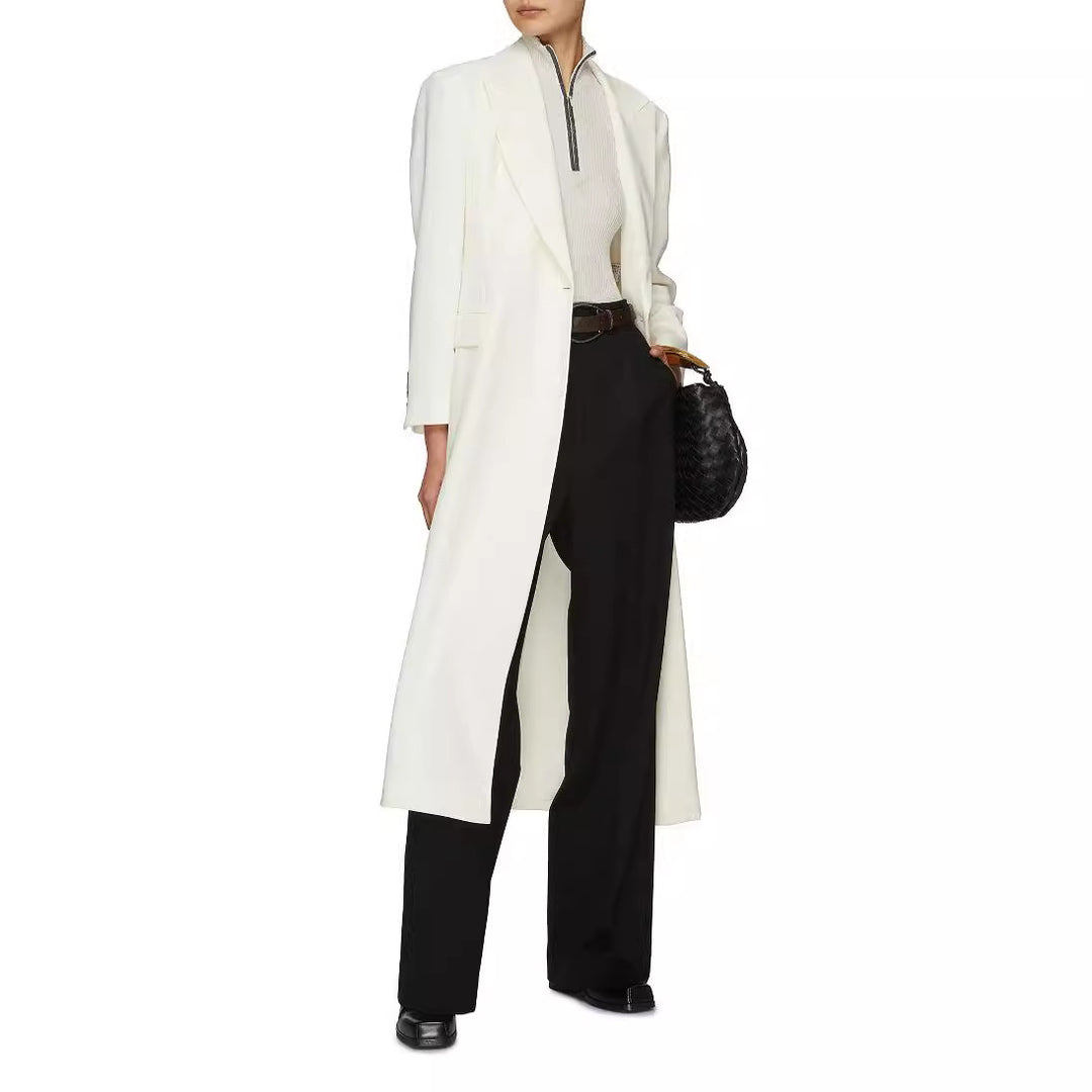 Women floor-length tailored blazer-coat with structured tailoring silhouette Mune Fashion