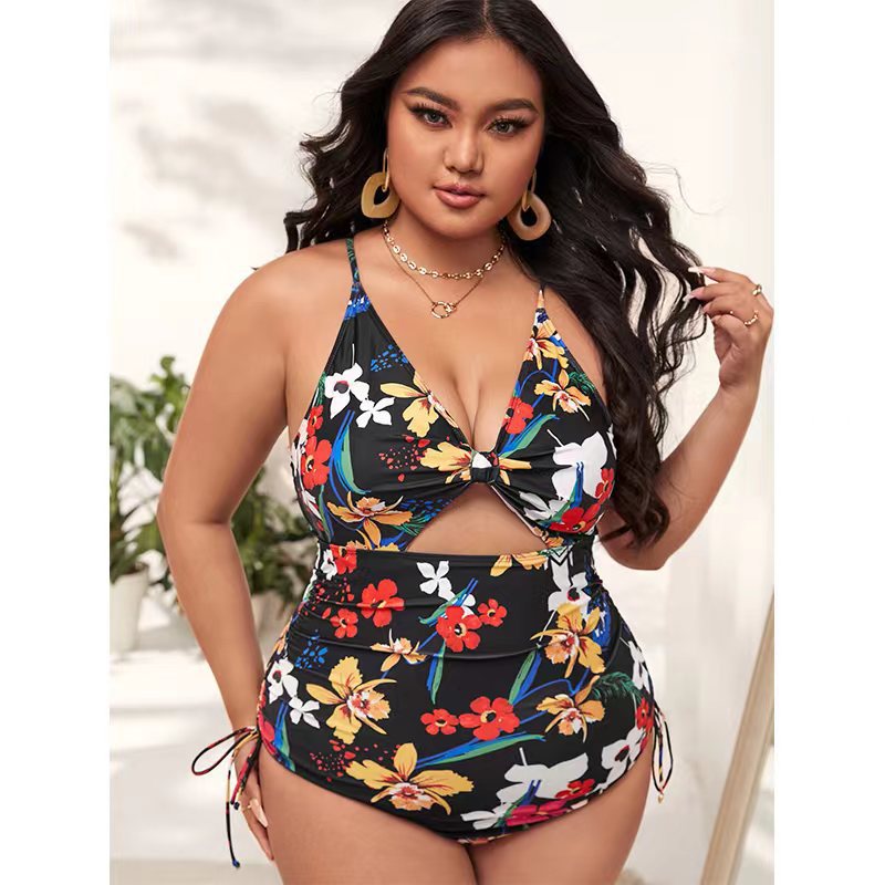 Women Cut-Out Swimsuit with Floral Accents Mune Fashion