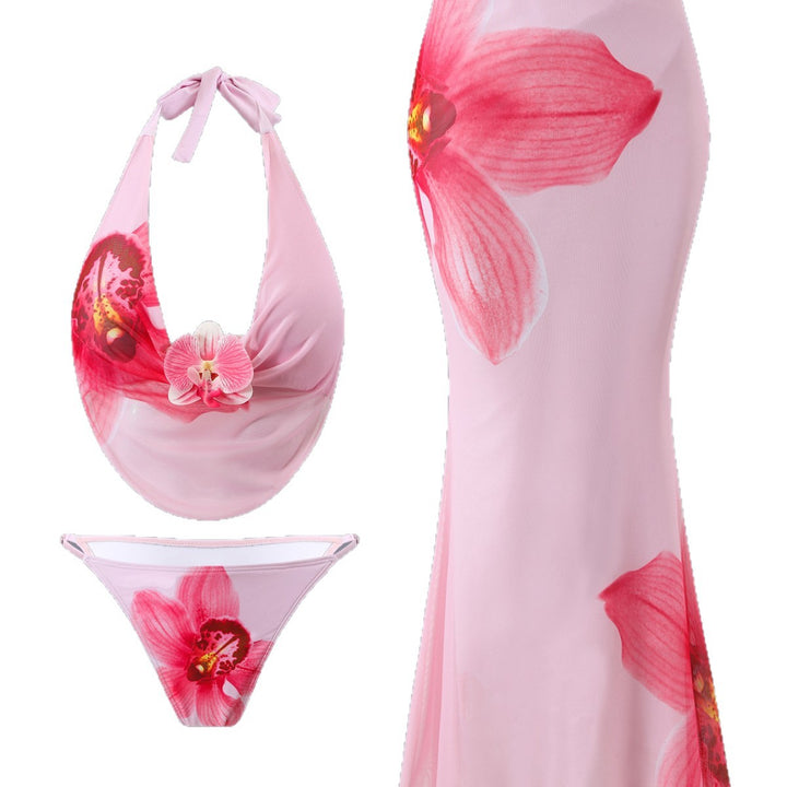 Women’s bathing set with floral wrap skirt and crop top Mune Fashion