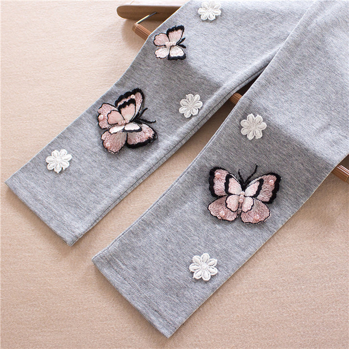 Girl's leggings with colorful butterfly embroideries Mune Fashion