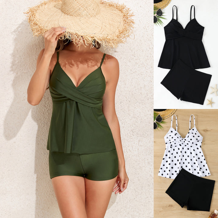 Ladies Tankini set with polka dot pattern and comfortable shorts Mune Fashion