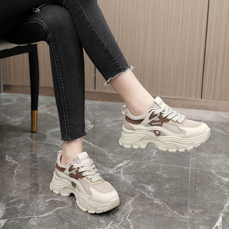 Women's Fashionable Chunky Sneakers with Breathable Mesh Upper and Comfortable Cushioning Mune Fashion
