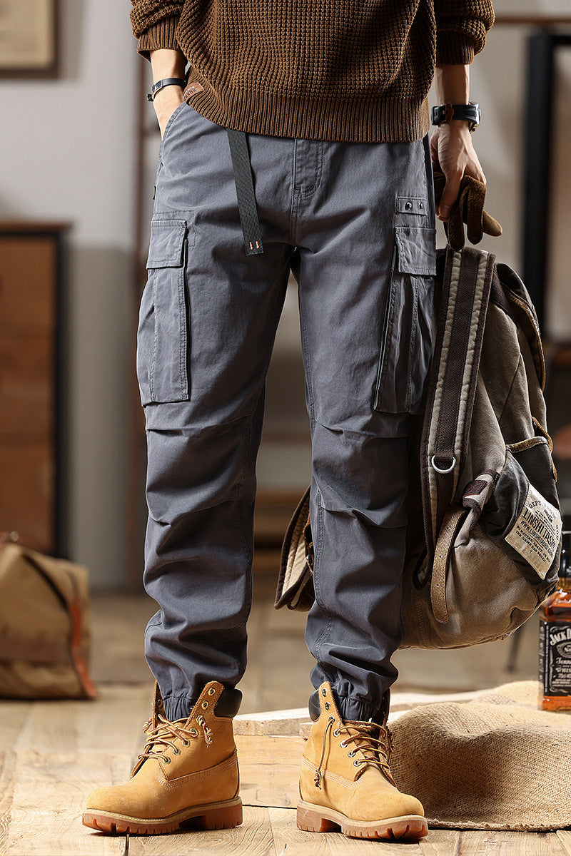 Men's Utility Cargo Pants with adjustable waistband, multiple pockets, and elastic hem Mune Fashion