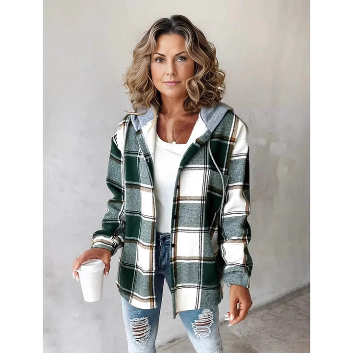 Women's hooded cardigan with stripes and snap button placket Mune Fashion