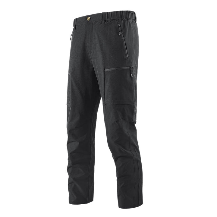 Men's Multifunctional Cargo Travel Pants with Elastic Waistband, Zipper Pockets and Knee Reinforcement Mune Fashion