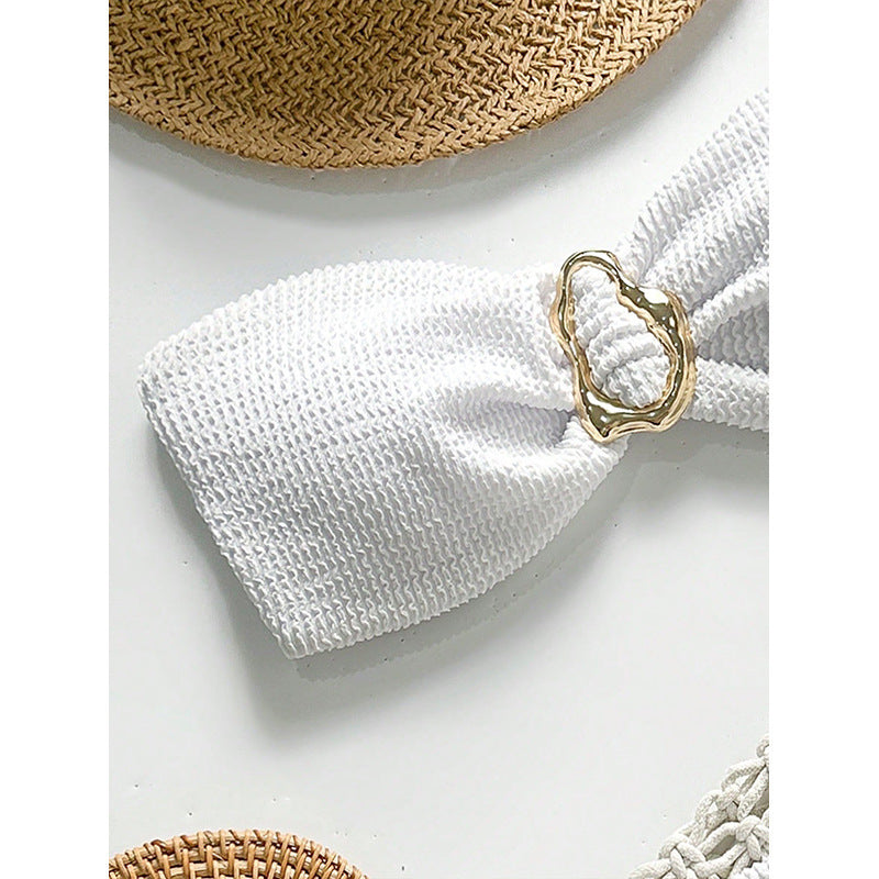 Women Premium Bikini Set with Texture and Gold Decoration Mune Fashion