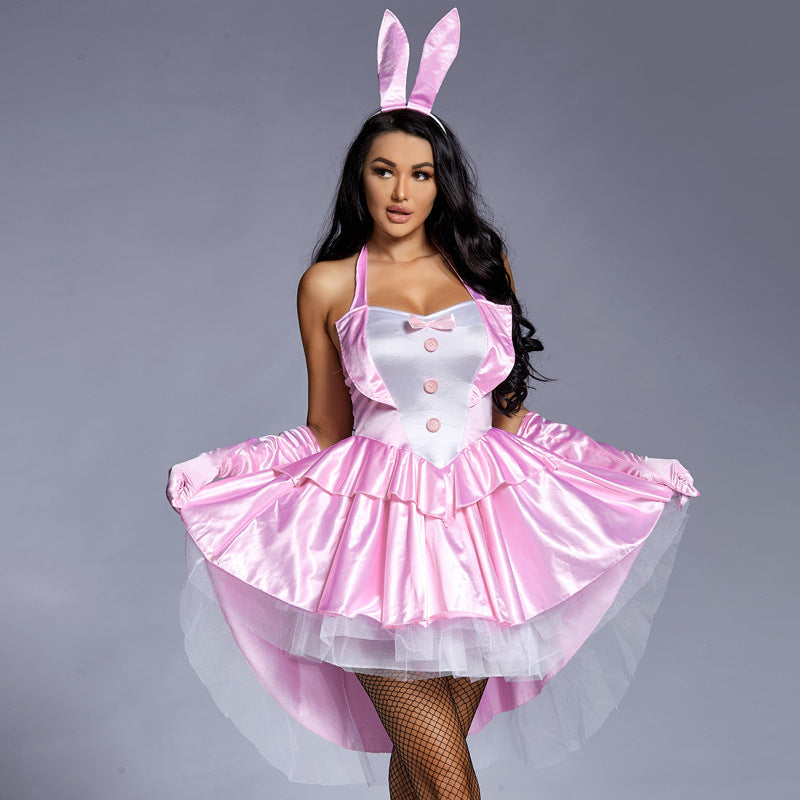 Women's Playful Sexy Bunny Costume with Ruffle Details and Headband Mune Fashion
