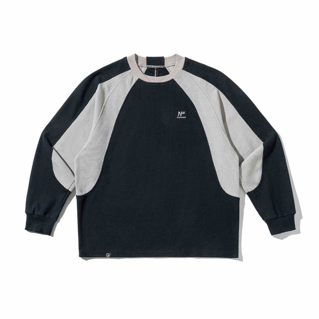 Men's waffle texture sweatshirt with raglan sleeves and contrasting inserts Mune Fashion