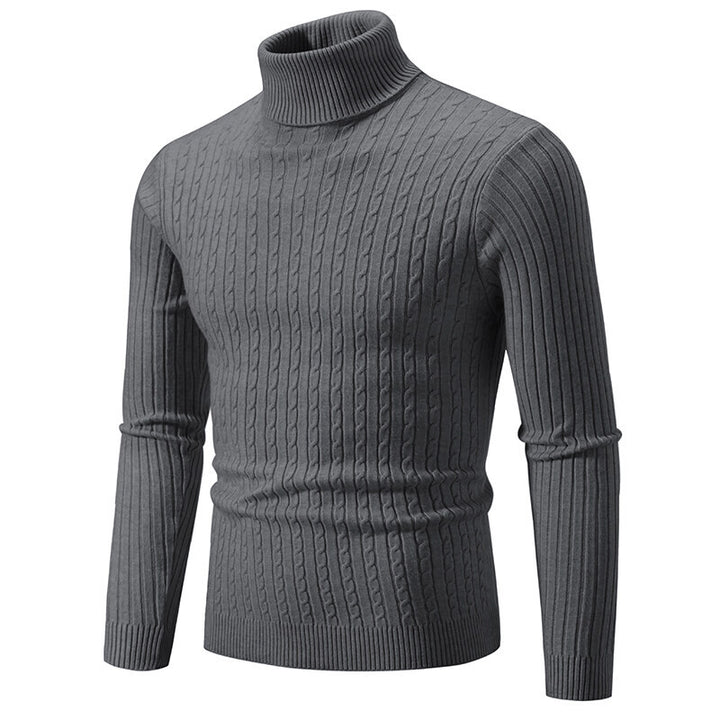 Men's turtleneck sweater with cable knit and slim fit Mune Fashion