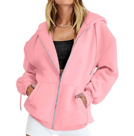 Women's oversized zip hoodie with contrasting zipper, double-layered hood and kangaroo pocket Mune Fashion