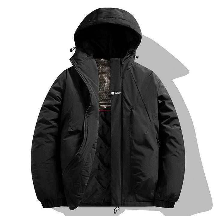 Men's Insulated Padded Hooded Jacket with Thermal Insulation, Two-Way Zipper & Drawstring Hem Mune Fashion