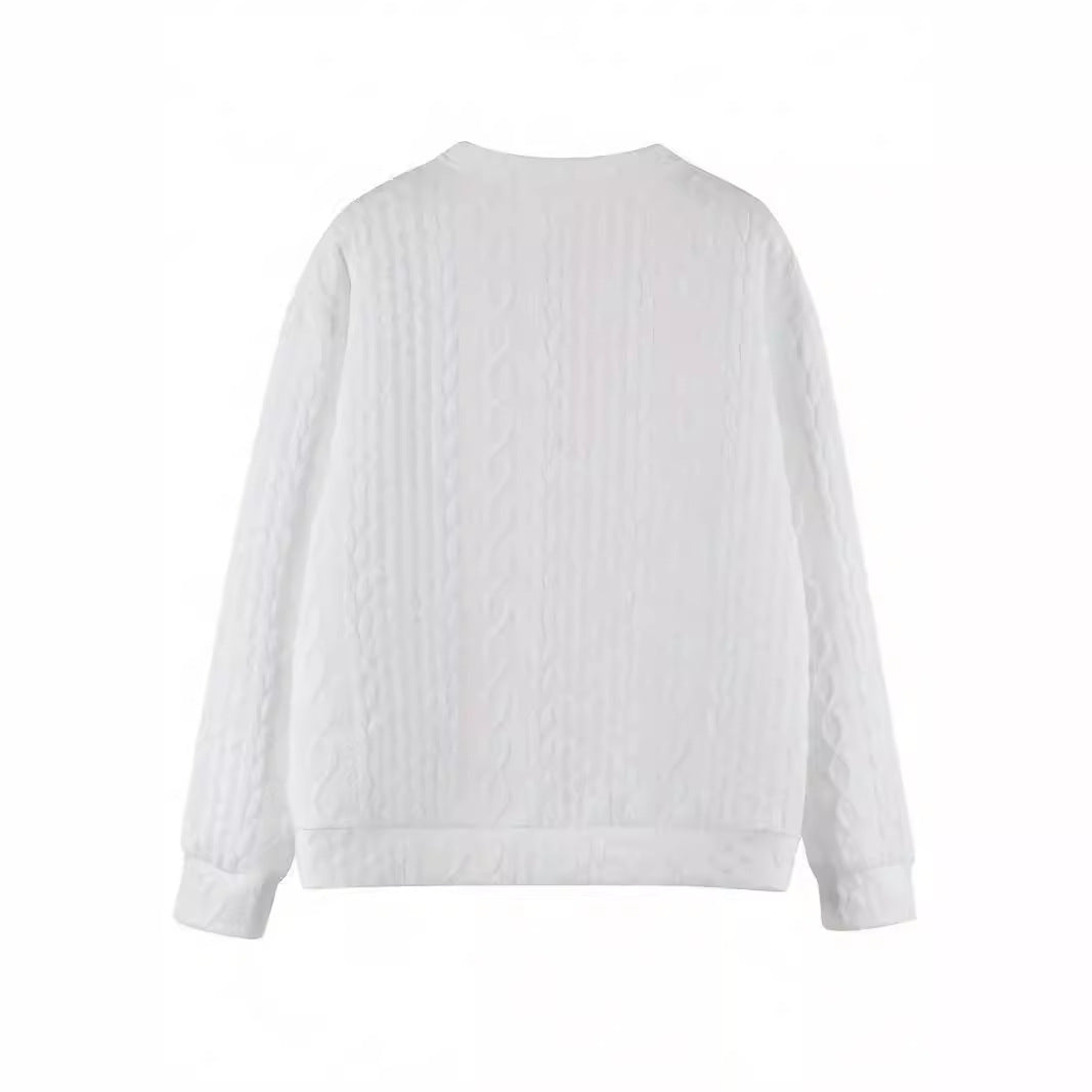 Women Oversize Knit Sweatshirt with Cable Pattern and Ribbed Hem Mune Fashion