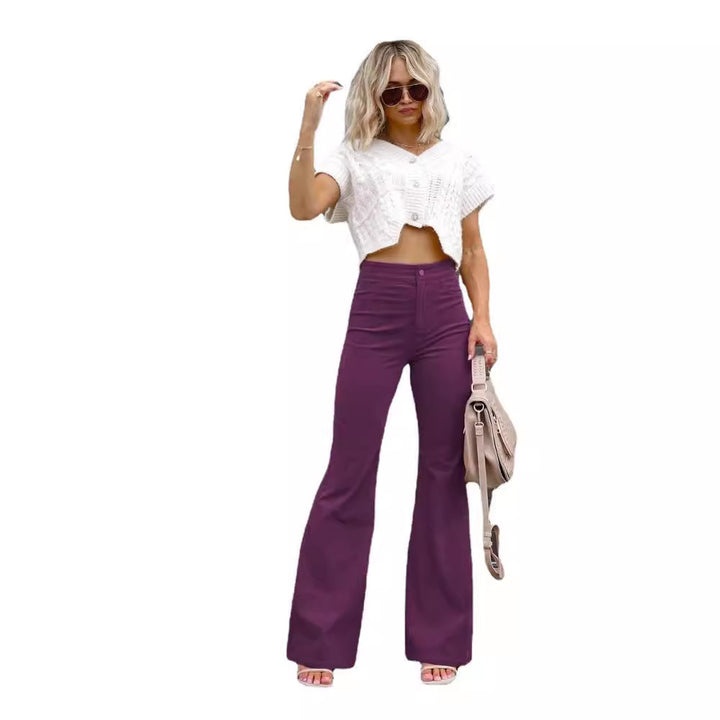 Women high-waisted flared trousers with a fitted hip area and wide leg Mune Fashion