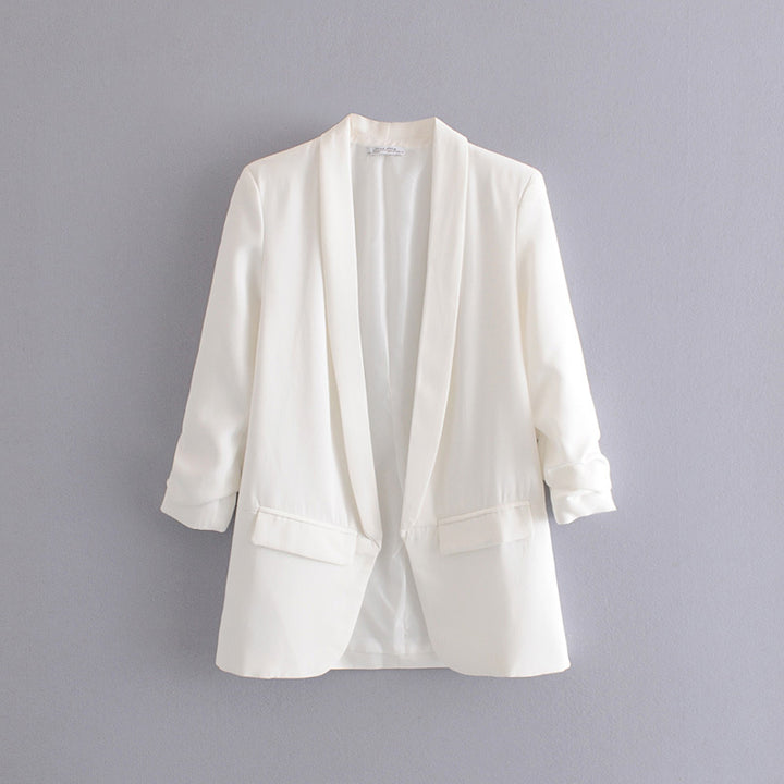 Ladies nan tailored blazer with shawl collar and three-quarter sleeves Mune Fashion