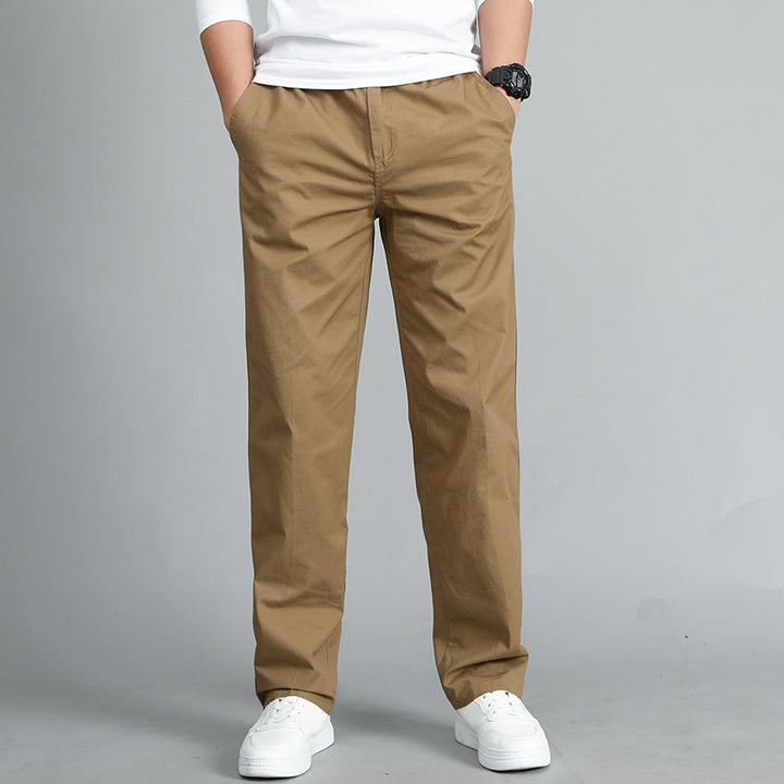Men's Relaxed Fit Cotton Chino Pants with Elastic Waistband and Side Pockets Mune Fashion
