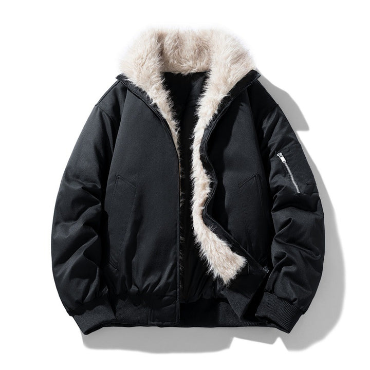 Men's nappa padded bomber jacket with synthetic fur collar and windproof insulation Mune Fashion