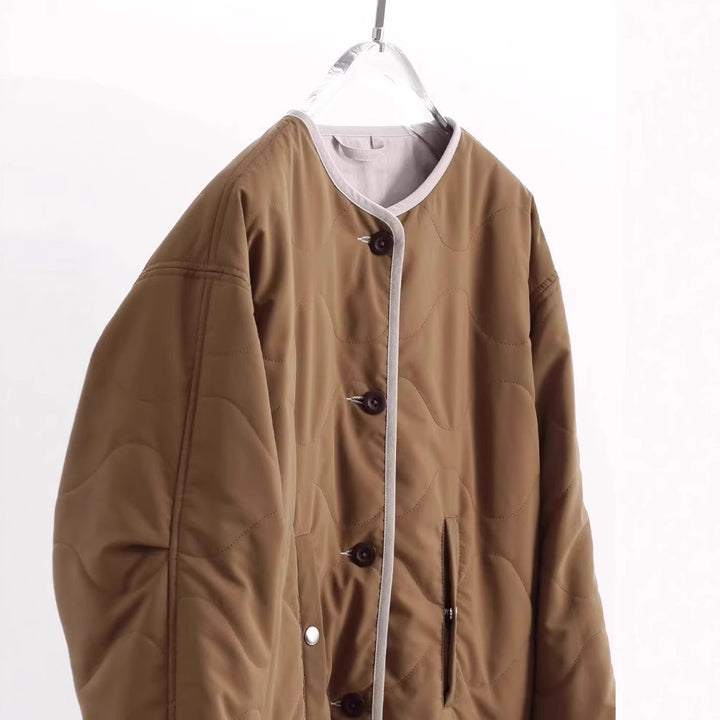 Women Stylish Quilted Jacket with Round Neckline Mune Fashion