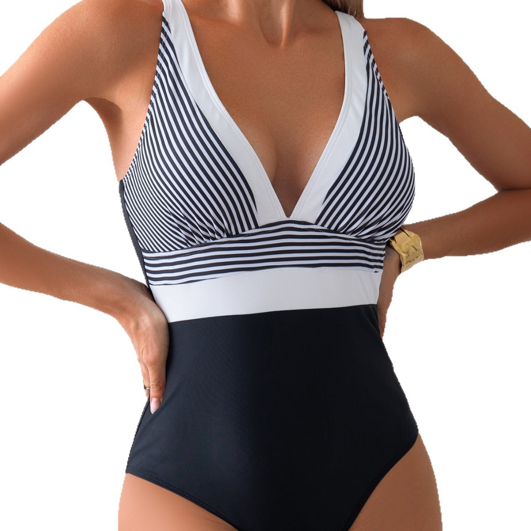 Ladies Elegant Bathing Strumpf with Deep V-Neck Mune Fashion