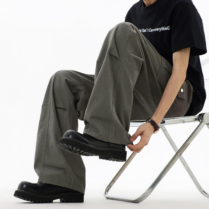 Men's Wide Utility Cargo Pants with Large Flap Pockets & Reinforced Seam Areas Mune Fashion