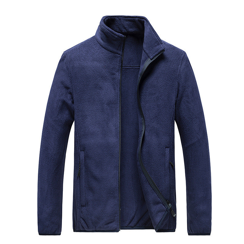 Men's fleece jacket with stand-up collar, full-length zipper and hidden pockets Mune Fashion