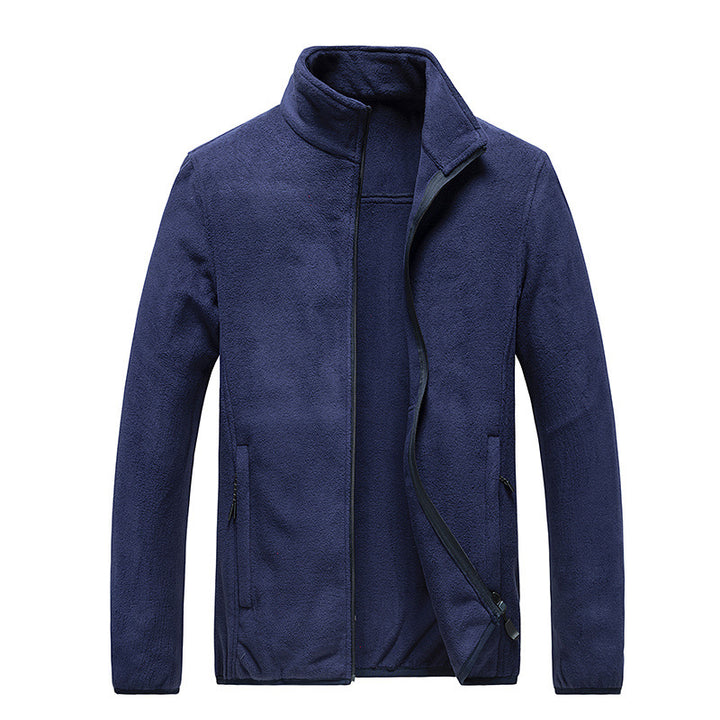 Men's fleece jacket with stand-up collar, full-length zipper and hidden pockets Mune Fashion