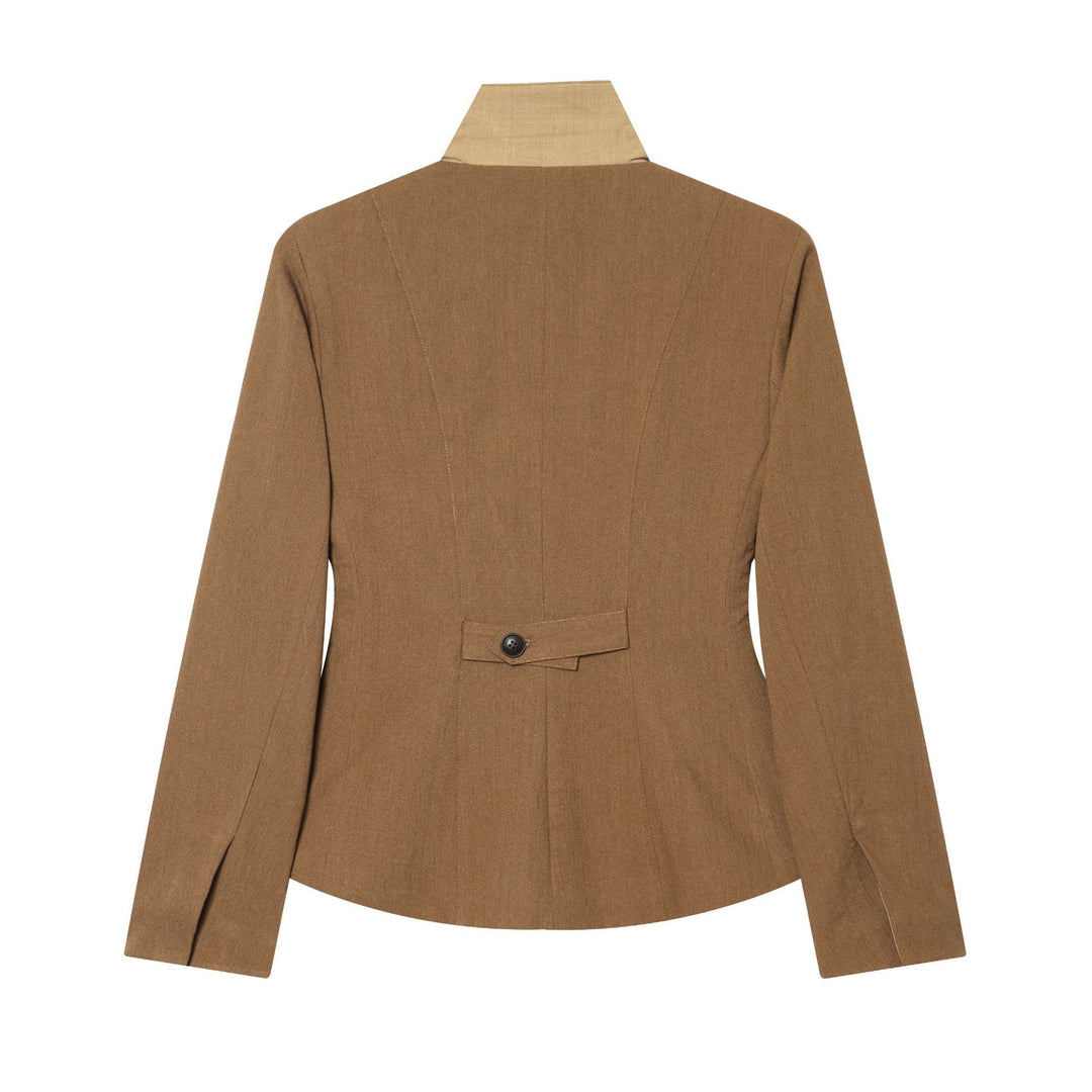 Women's fitted blazer jacket with contrast collar and Vienna seams Mune Fashion