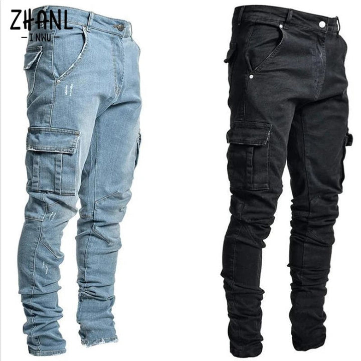 Men's Cargo Jeans with Multifunctional Pockets and Modern Slim-Fit Cut Mune