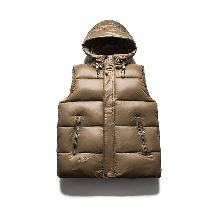 Men's Windproof Hooded Quilted Vest with Ultralight Thermofiber, Zipper Pockets and Drawstring Mune Fashion