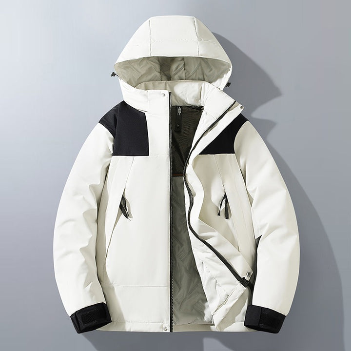 Men's Water-Repellent Winter Parka with Hood, Thermal Insulation and Contrasting Shoulder Panels Mune Fashion