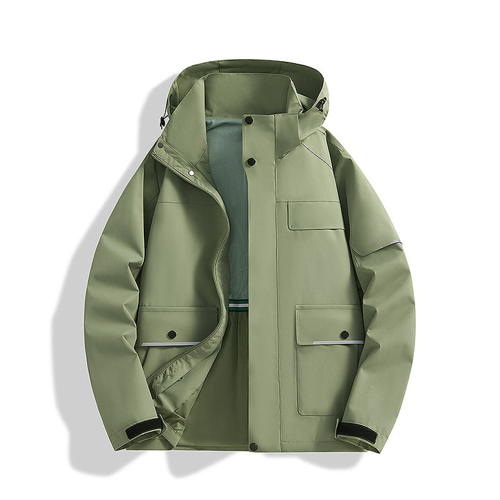 Men's three-layer trekking jacket with welded seams, hood, and multifunction pockets Mune Fashion