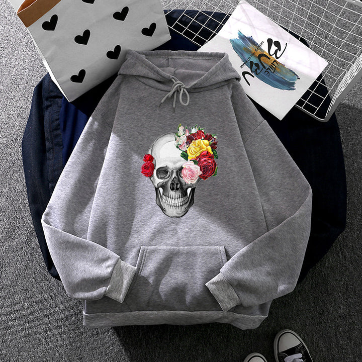 Unisex hooded sweatshirt with floral skull illustration, oversized fit and French terry quality Mune Fashion