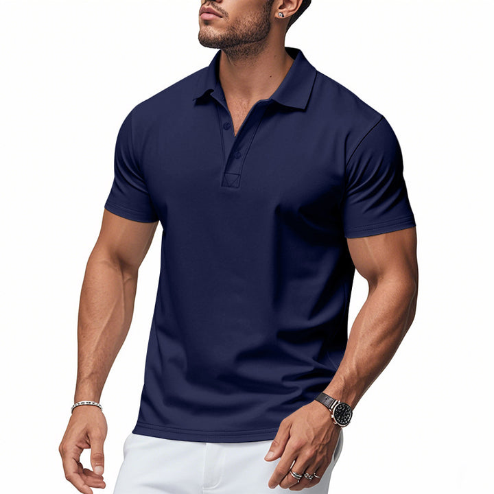 Men's easy-care short-sleeve polo made of cotton blend with piqué structure and three buttons Mune Fashion