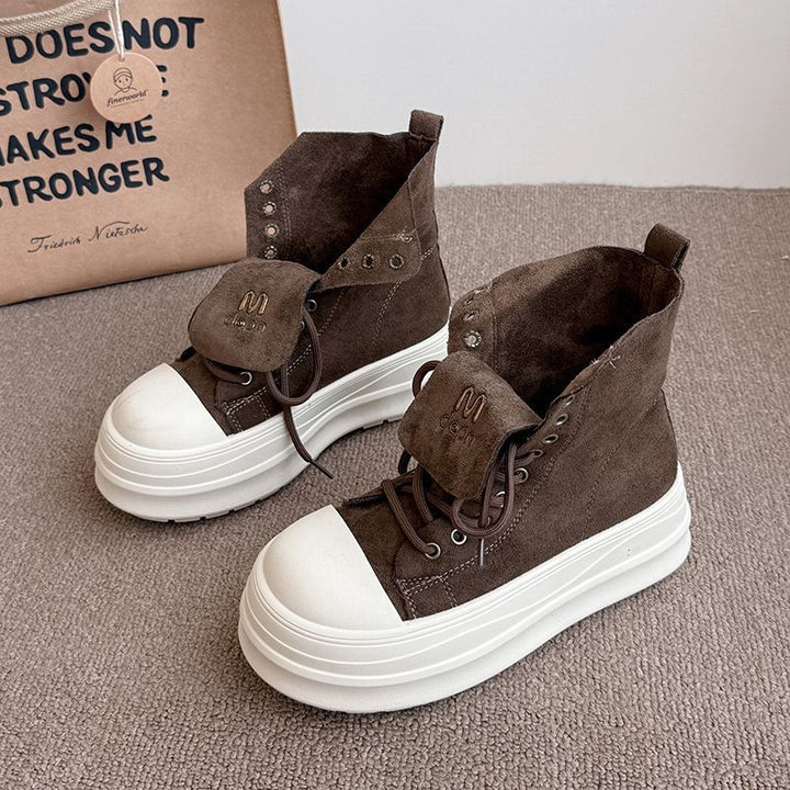 Women's High-top Sneakers with platform-style sole and innovative lacing Mune Fashion