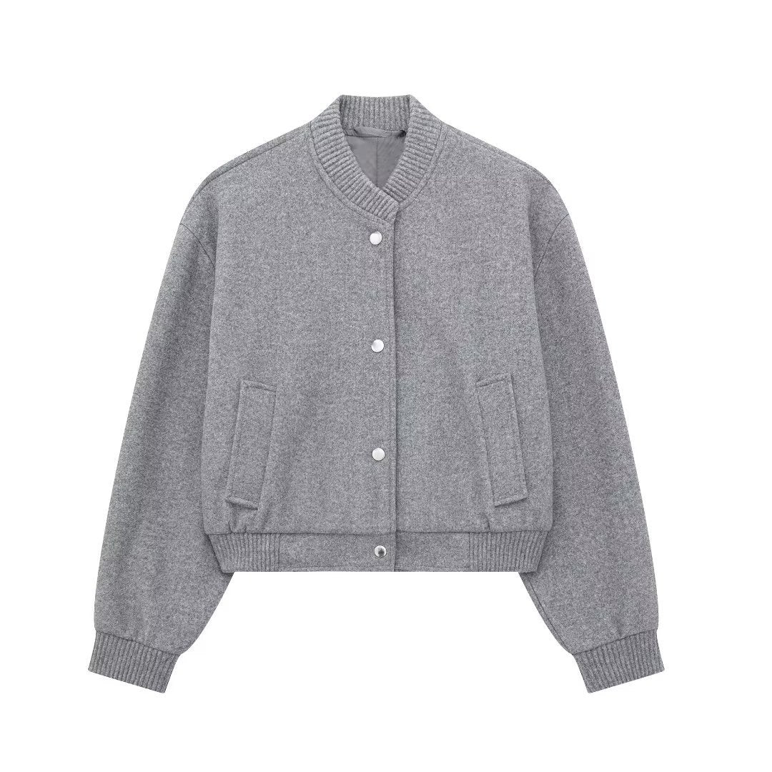 Women's short cut bomber jacket with ribbed cuffs Mune Fashion