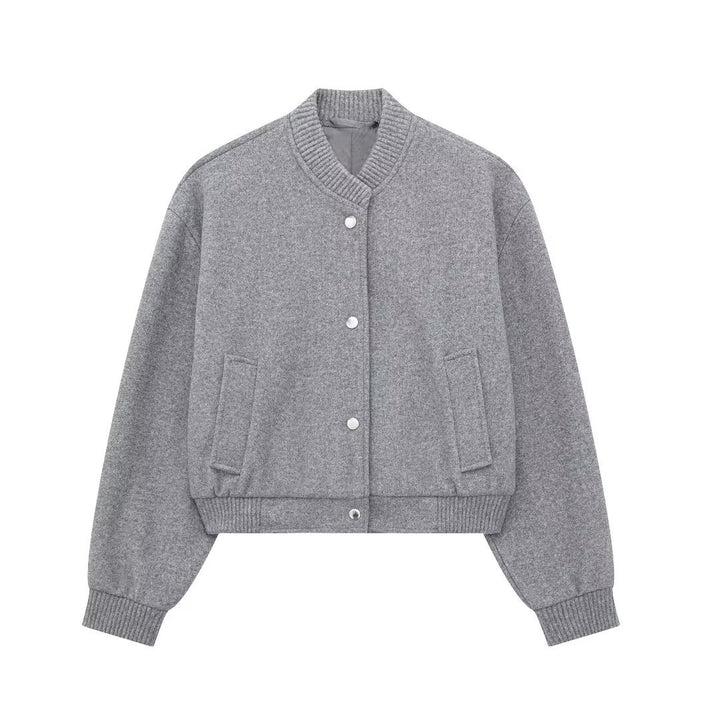 Women's short cut bomber jacket with ribbed cuffs Mune Fashion
