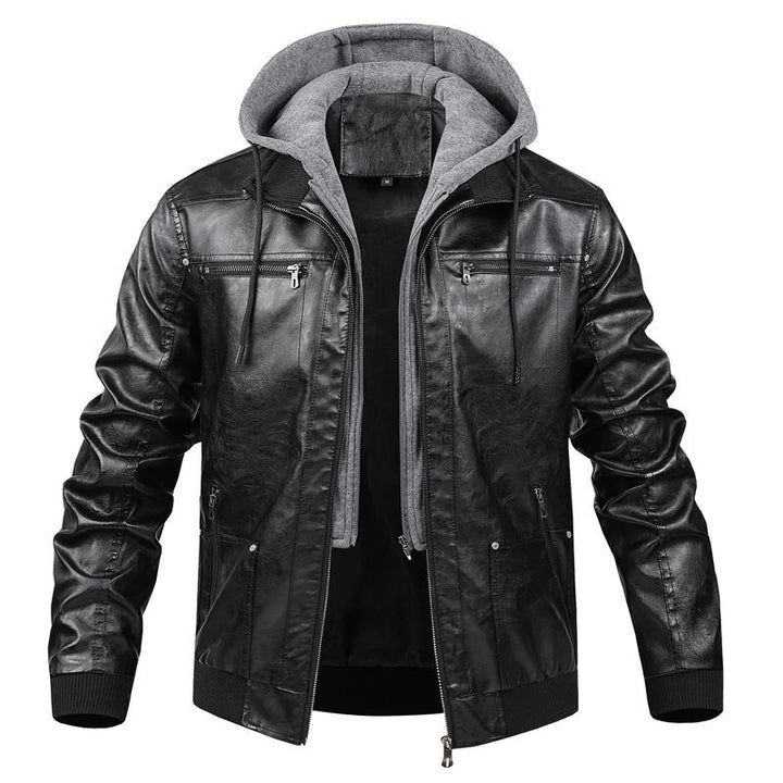 Men's Multifunctional Leather Jacket with Hood Mune Fashion