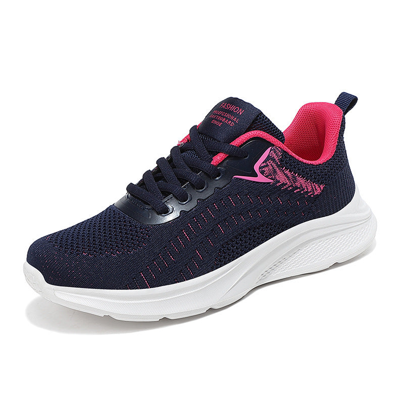 Women's seamless knit walking shoe with breathable mesh upper, ergonomic wave cushioning, and reinforced heel tab Mune Fashion
