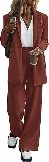 Women's Oversize Suit with Long Blazer and Wide Pleated Trousers Drune