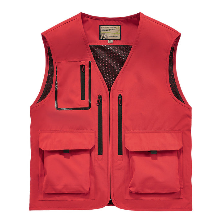 Men's Multifunctional Outdoor Utility Vest with Mesh Lining and Multiple Pockets Mune Fashion