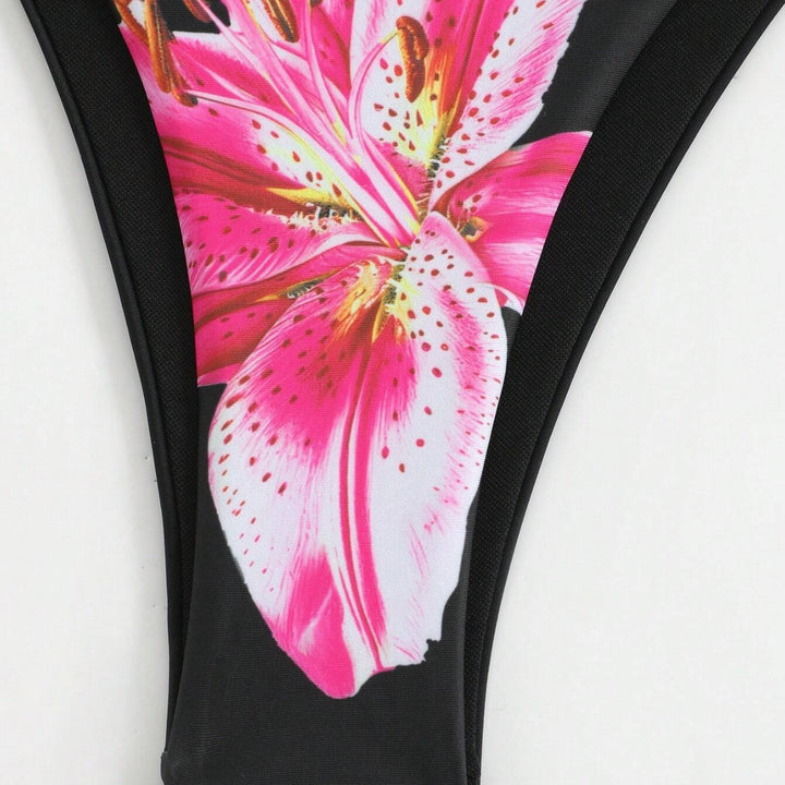 Women's bikini set with floral pattern and matching wrap skirt Mune Fashion