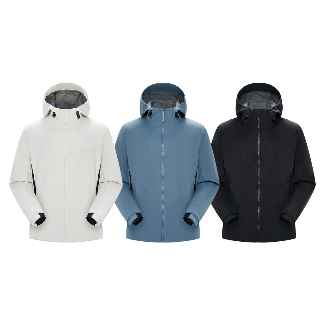 Men's Minimalist Softshell Rain Jacket with Concealed Zipper, Integrated Hood, and Breathable Mesh Lining Mune Fashion