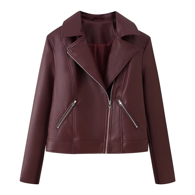 Ladies biker jacket made of vegan leather with asymmetrical zipper Mune Fashion