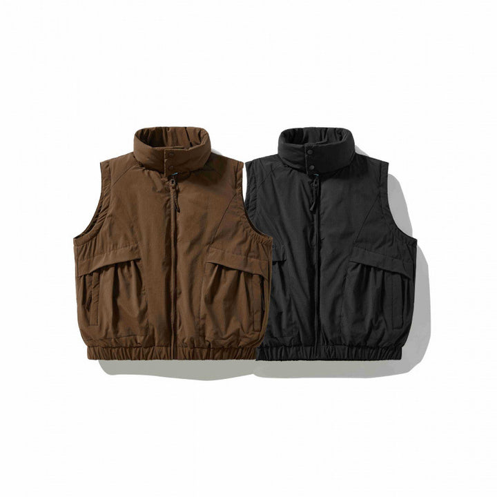 Men's Quilted Outdoor Vest with High Stand-Up Collar, Elastic Hem and Large Flap Pockets Mune Fashion