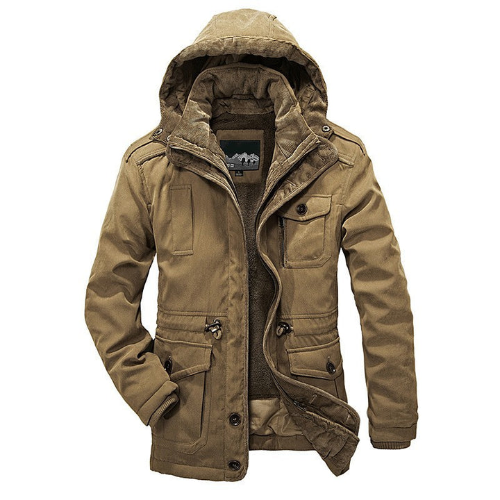 Men's Thermo-Canvas Parka with Sherpa Inner Lining, Removable Hood and Multi-Functional Pockets Mune Fashion