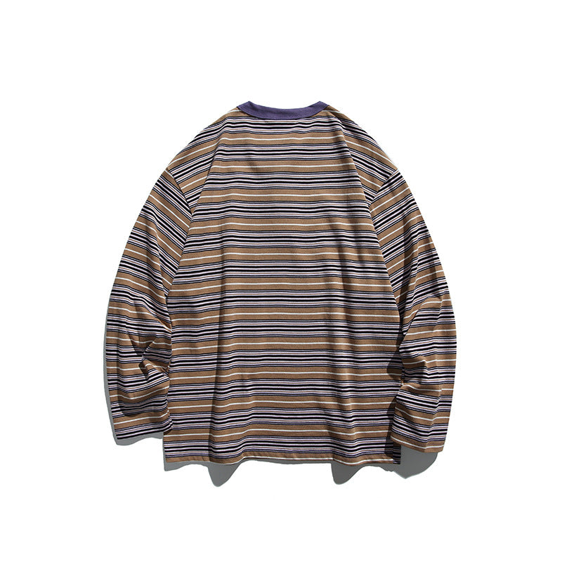 Unisex Oversize Long Sleeve with maritime stripe pattern and functional zippered chest pocket Mune Fashion