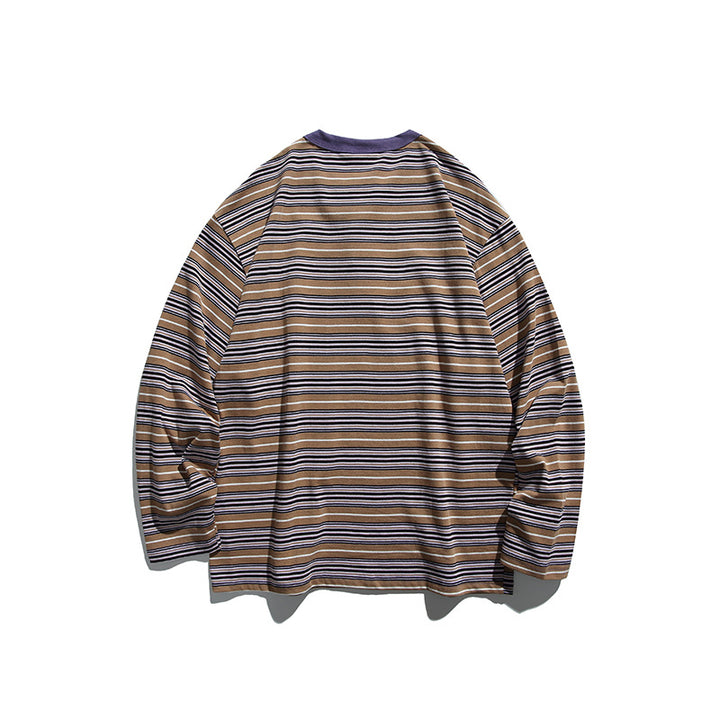 Unisex Oversize Long Sleeve with maritime stripe pattern and functional zippered chest pocket Mune Fashion