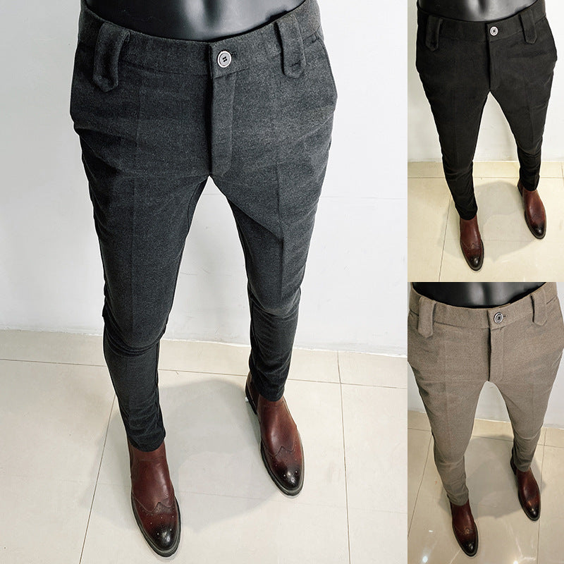 Men's tailored suit trousers made of stretch wool blend with crease Mune Fashion