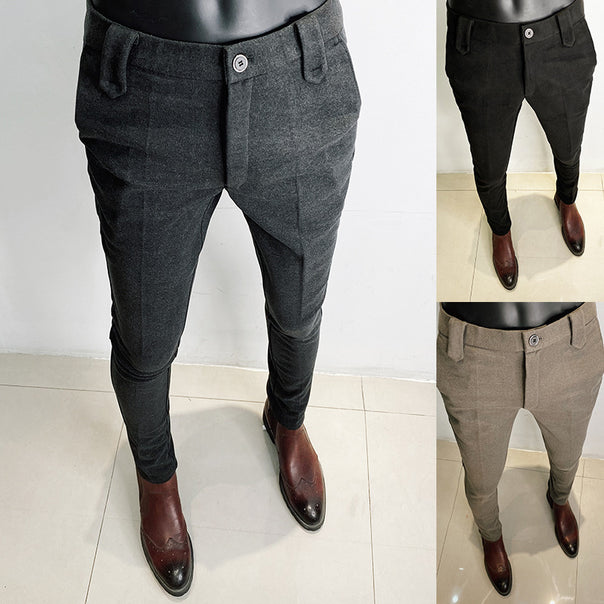 Men's tailored suit trousers made of stretch wool blend with crease Mune Fashion